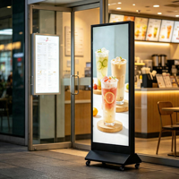 Boîte à lumière mobile verticale en aluminium sur roulettes pour affiches souples, rétroéclairée par LED, résistante aux intempéries, pour magasins, bars et centres commerciaux