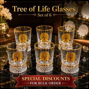 Verre à shot de luxe Tree Life, pièce unique, transparent avec bordure dorée, emblème d'arbre décoratif, cristal texturé pour cocktail - Product Image 4