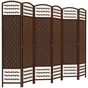6-Panel Lightweight Brown Wave Fiber Paper Divider Panel Traditional Style <b>Folding</b> Privacy <b>Screen</b> for Home Office Room Partition - Product Image 1