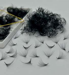 ขนตาปลอมแบบธรรมชาติ ยาว หนา 8 มม. สีดำด้าน ทำมือ  แบบพัดสำเร็จรูป 20D 0.03 สำหรับมืออาชีพ - Product Image 5