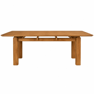 Table à manger moderne en teck massif avec base à pont apparente, design artisanal pour villa et hôtel, écologique et résistante à l'eau - Product Image 1