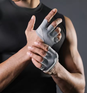 Four Finger Gym Gloves Gray Neoprene Sweat Resistant For Men Fitness Training - Product Image 1