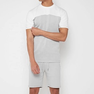 New Custom Summer Comfortable Color Block Shirt and Shorts Set Cotton <b>Running</b> Men Short Sets - Product Image 3