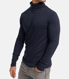 FONILBEST SPORTS WEARS Pull à col roulé ajusté pour homme en polyester tricoté, épaisseur standard, couleur unie, décontracté, long - Product Image 6