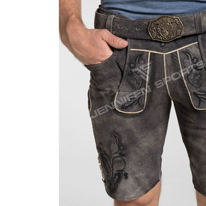 Costume d'Oktoberfest pour homme en cuir de vachette suédé, Lederhosen bavarois, pour festival de la bière allemande, fête cosplay masculine - Product Image 3