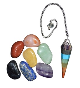 Vente en gros de cristaux de gemme naturelle personnalisée guérison 7 Chakra pendule pierres collées 7 Chakra pendule - Product Image 3