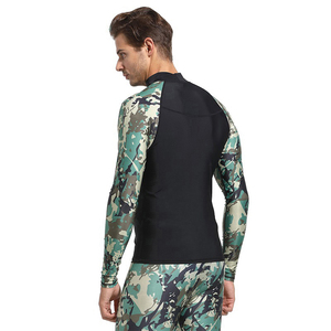 Custom Design Men's Long Sleeve Rash Guard Breathable Heat-Transfer Spandex/Polyester <b>Compression</b> Swim Shirt Windproof UPF50 - Product Image 2