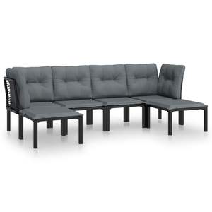 Black And <b>Grey</b> Garden Lounge Set 6 Seater Outdoor Furniture Contemporary Design Plastic <b>Frame</b> Polyester Cushions - Product Image 2