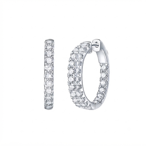 Custom Thick Pave Bezel Set Lab Grown Diamond <b>Hoop</b> <b>Earrings</b> 925 <b>Silver</b> Gold Plated Women's Custom Style for Parties Engagement - Product Image 1