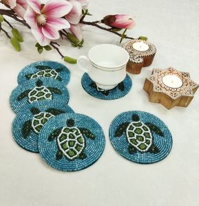 Premium Handcrafted Glass Seed <b>Beads</b> <b>Coaster</b> With Strong Stitching For Long Lasting Daily Use And Decorative Appeal - Product Image 5