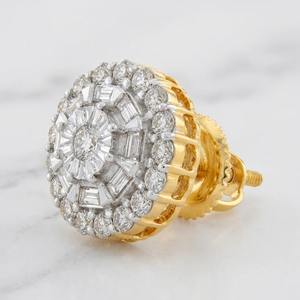 0.27 Ct Natural Round & Baguette Cut Diamond Cluster Stud <b>Earrings</b> 10k Yellow Gold <b>Fine</b> Jewelry for Women - Product Image 6