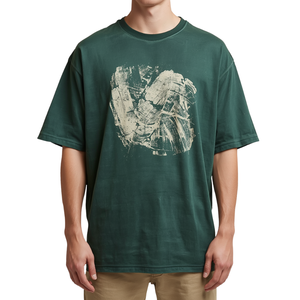 Best Selling Men's Forest Green Plain Dyed Heavyweight Oversized T-Shirt 100% Cotton Satin Casual Wear - Product Image 3