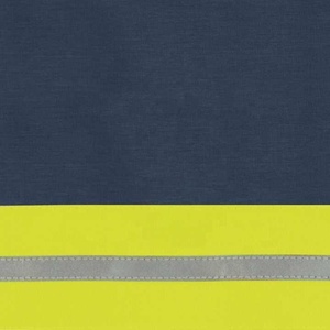 Chemise de travail haute visibilité réfléchissante pour homme, manches courtes, bleu marine avec bandes jaunes, uniforme en coton - Product Image 2