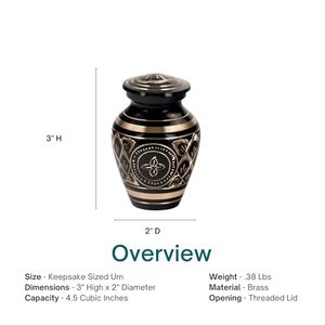Decorative Brass <b>Keepsake</b> Ash Urn Funeral <b>Memorial</b> Container Featuring Refined Matte Finish And Artistic Exterior - Product Image 1