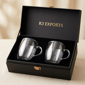 Tasse à café/thé en borosilicate de 350 ml, faite à la main, avec logo personnalisé, pour cadeaux d'entreprise et kits de bienvenue promotionnels - Product Image 1