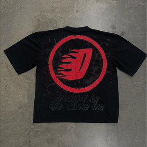 เสื้อยืดโอเวอร์ไซส์พิมพ์ลาย DTG ผ้าคอตตอนหนา งานกราฟิกความละเอียดสูง ทรงหลวม แขนสั้น คอกลม ทันสมัย - Product Image 3