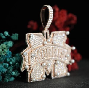 VVS Moissanite S925 <b>Silver</b> IGI Certified Diamond Pendants Hiphop Gold Plated Custom M Letter Shape Diamond Pendants & <b>Charms</b> - Product Image 4