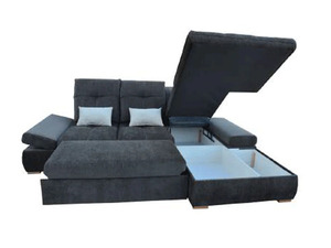 Luxury Solid Teak Wood Apartment Hospital Living Room Furniture Set Modern Dark Grey Fabric Square Sectional Convertible <b>Sleeper</b> - Product Image 4