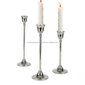 Portavelas Cónico de Columna Delgada de Metal Fundido de Alta Resistencia • Suministro de Lujo para Mesas de Boda - Product Image 2