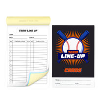 Cartes d'alignement d'équipe de baseball et de softball NCR personnalisées pour 30 matchs, avec insert en carton et papier couché, imprimées en offset, impression parfaite