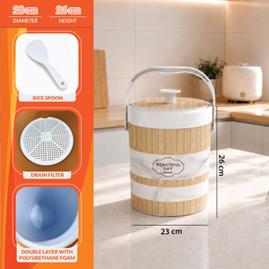 Cubo para Hielo y Arroz Nandos Premium de 8L, Plástico Beige de Grado Alimenticio, Superficie Resistente a Rayones, Doble Capa Térmica, Ecológico - Product Image 4