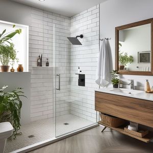 Set Doccia a Pioggia Rettangolare da 8 Pollici con Soffione Singolo, Rubinetto e Kit Decorativo con Portaoggetti, Modello C - Product Image 4