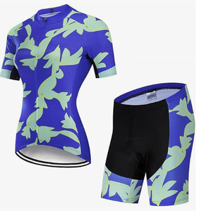 Ensemble de maillot de cyclisme pour femmes, manches courtes, avec short de vélo rembourré 5D, chemise respirante, 3 poches - Product Image 4
