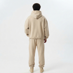 Survêtement deux pièces ample pour homme avec broderie personnalisée effet vieilli, en molleton 100% polyester, coupe oversize, avec cordon de serrage à la taille - Product Image 2