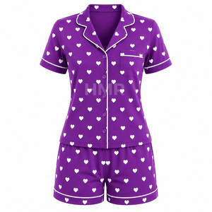 Ensemble pyjama 2 pièces HMR Sisterhood Sorority, haut à manches courtes et short, vêtements de nuit boutonnés, doux et confortables - Product Image 5