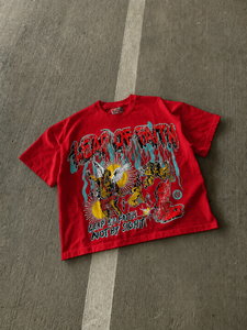 Camiseta de manga corta roja para hombre, edición premium, con estampado de noria y chicas, estilo urbano, cuello redondo, corte regular, según demanda del cliente - Product Image 2