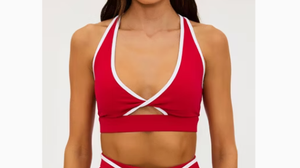 Twist Front Top Yoga Sports <b>Bra</b> White Binding with Removeable <b>Bra</b> <b>Cup</b> - Product Image 6