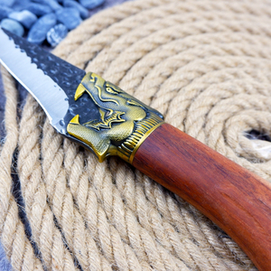 Couteau de chasse à pointe tombante, lame en acier au carbone, manche en bois, épaisseur 0,6 mm, bord droit, qualité DIY - Product Image 4