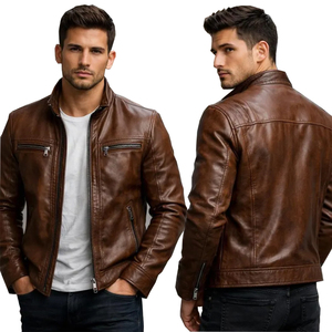 Blouson en cuir noir pour homme 2026, style motard, fermeture éclair asymétrique, manteau de style moto, cuir d'agneau de qualité supérieure, vêtements de rue, design unisexe - Product Image 5