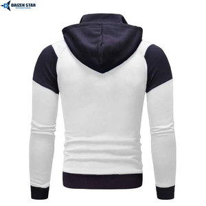 Men's <b>White</b> Navy Color Blocking Hooded <b>Tracksuit</b> Full Sleeve Zipper Sweatshirt Pants Set Breathable Polyester Autumn Wear - Product Image 6