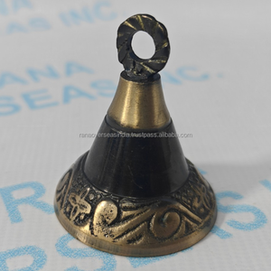 Vintage Engraved Brass Decorative Bells Hanging Metal Bell Set Of 3 Pcs for <b>Home</b> <b>Temple</b> Wall Decor Spiritual Gift Item - Product Image 4