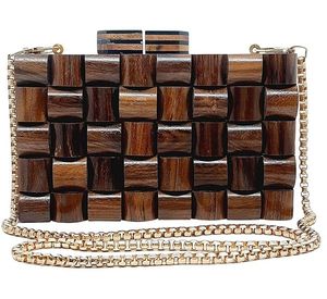 Sac à main élégant en bois écologique fait main, imprimé UV, pochette rigide pour femme, sac à main tendance en bois naturel pour mariage et soirée nuptiale - Product Image 4