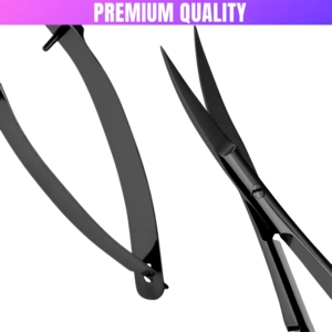 Tijeras Curvas para Diestros con Recubrimiento de Titanio Negro de HARBOR INDUSTRY, Tijeras de Acero Inoxidable para Recortar Cejas y Pestañas - Product Image 3