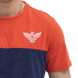 Camiseta Deportiva Casual de Verano para Hombre, Color Naranja Marino, Bloques de Color, Poliéster/Algodón, Cuello Redondo, Manga Corta, Secado Rápido, Transpirable - Product Image 5