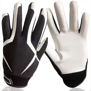 Gants de football américain avec paume en silicone, doigts complets, antidérapants, légers, respirants, fermeture auto-agrippante, ultra-adhérence, personnalisables - Product Image 1