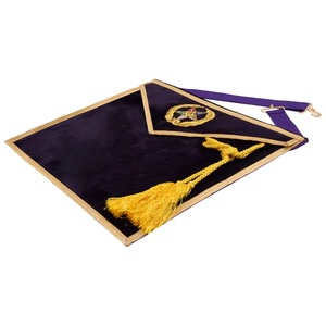 Delantal Masónico de Cuero OES Worthy Patron con Bordado a Mano de Corona de Laurel, Color Personalizado, Forma Cuadrada, Alta Calidad - Product Image 3