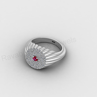18k Gold 925 Silber 13mm Rosa Quarz & CZ Diamant Pavé-Set Cocktail Pinky Monogramm Personalisierter Designer-Ring Geschenk für Sie