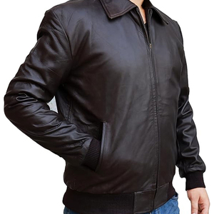 <b>Men</b> Premium <b>Leather</b> Motorcycle <b>Jacket</b> Slim Fit Biker Style Zip Front Zipper Pockets Custom Logo Winter Fashion Outerwear OEM - Product Image 3