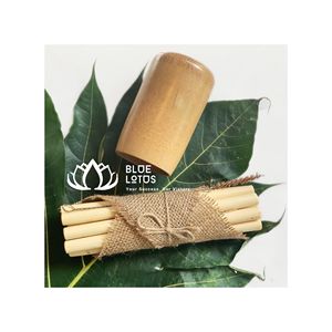 Pajita de Bambú de Pared Lisa, MÁS VENDIDA |   Pajita Reutilizable de Boca Ancha con Cepillo de Limpieza - Product Image 1