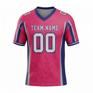 เสื้อฟุตบอลอเมริกันแบบกำหนดเองสำหรับผู้ใหญ่ แขนสั้น ระบายอากาศได้ดี มีตัวเลือกไซส์พลัส ด้านหน้าทำจากโพลีเอสเตอร์ 100% คอวี - Product Image 1