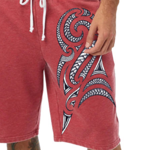 Men's Red Embroidered Tribal Letter A Bermuda Shorts Mid Waist Drawstring Casual Cotton <b>Board</b> Shorts Front Logo - Product Image 3
