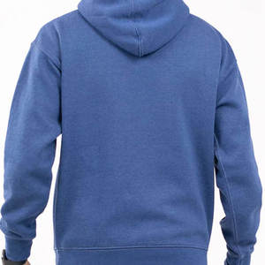 เสื้อสเวตเชิ้ตผู้ชายสีน้ำเงินมีฮู้ดบุซับใน ผ้าฝ้ายฟลีซ 100% กันน้ำ เป็นมิตรกับสิ่งแวดล้อม แขนยาวแบบปกติ สวมหัว ผ้าสีพื้น สำหรับฤดูหนาว - Product Image 4