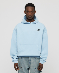 Sweat à capuche unisexe surdimensionné bleu ciel OEM, épais et lourd, avec logo personnalisé, épaules tombantes, 100 % coton molletonné 550 GSM - Product Image 1