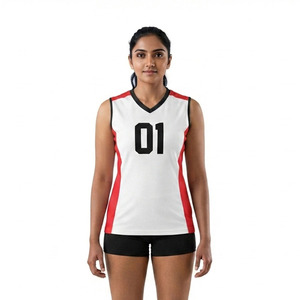 เสื้อวอลเลย์บอลผู้หญิง คอวี ผ้าโพลีเอสเตอร์ 100% แห้งเร็ว แบบไม่มีแขน - Product Image 1