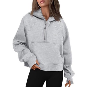 Sudadera con Capucha Verde para Mujer, Color Sólido, Manga Larga, Tejida, Informal, para Otoño, Transpirable, Corte Regular - Product Image 1