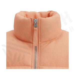 <b>Peach</b> Quilted Jacket Full Sleeve Stand Collar Zipper Closure Windproof Winter Short Length Women's Down Coat - Product Image 4